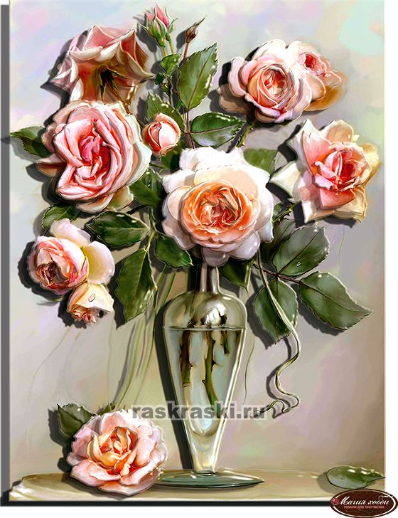Объемные картины цветы в вазе