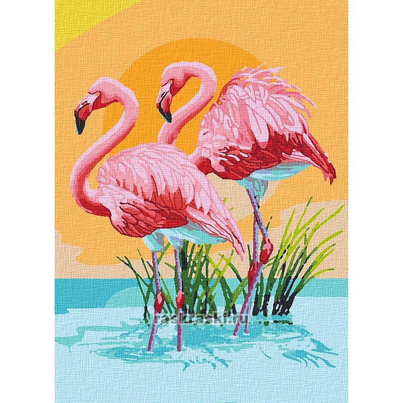 Акварельная раскраска большая Розовый фламинго