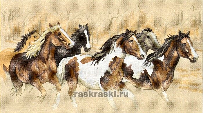 Набор для вышивания крестом Lanarte PN-0007952 Horse and flowers (Лошадь и цветы)